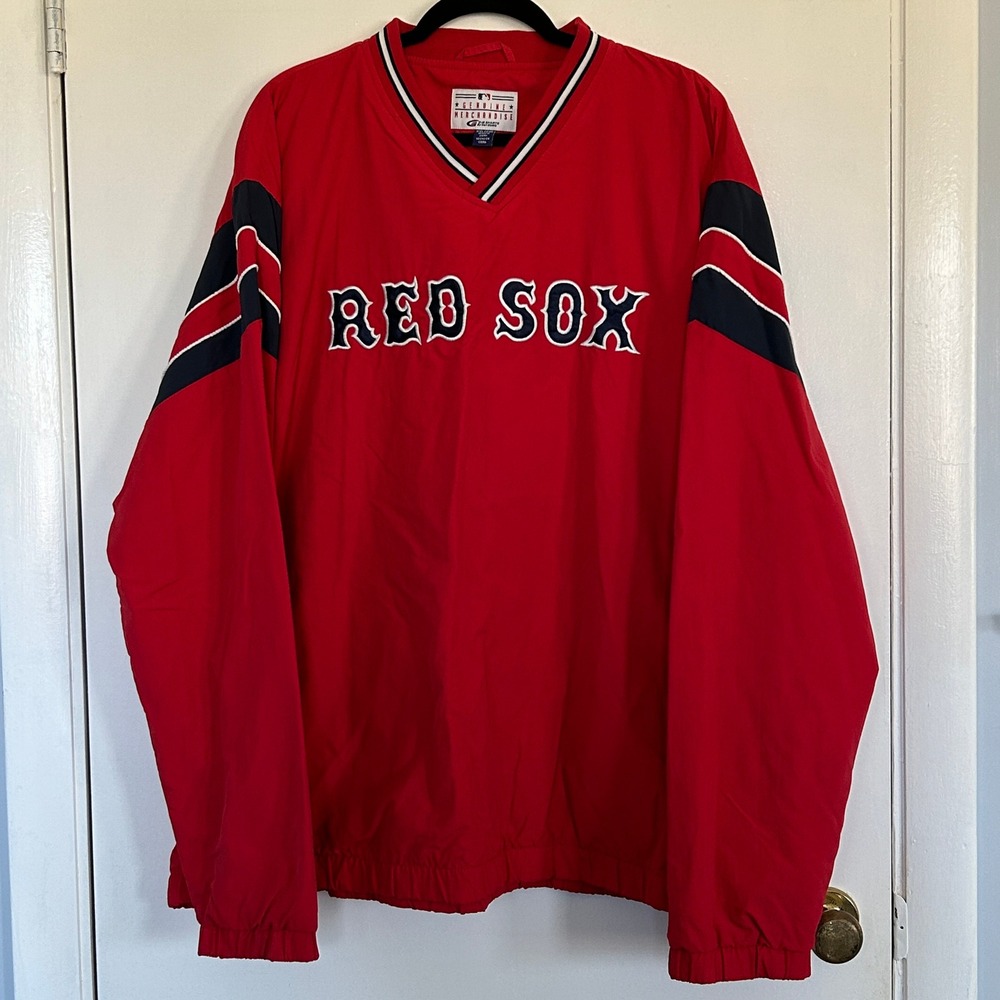 MLB Genuine Merchandise‎ Boston Red Sox Embroidered Windbreaker Red Logo Sz XXL
